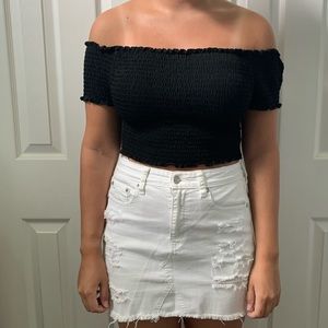 Black off the shoulder crop top